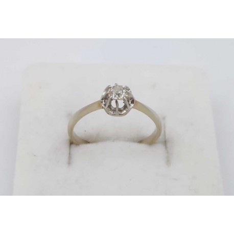 Bague ancienne or et platine diamant 0,15 ct T. 52,5